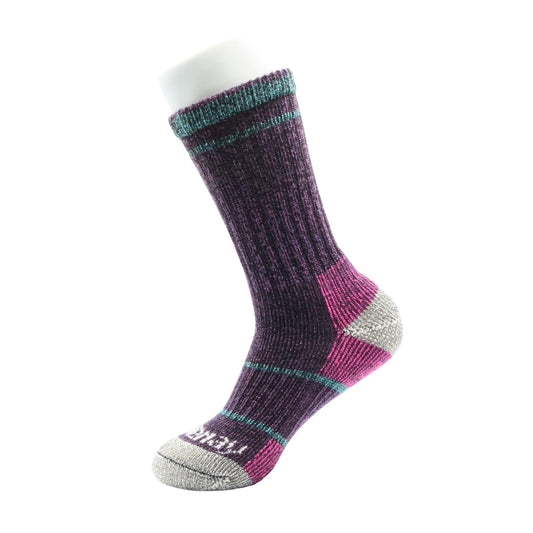 Plum and Pink Midweight Merino Wool Crew Kootenay Sock
