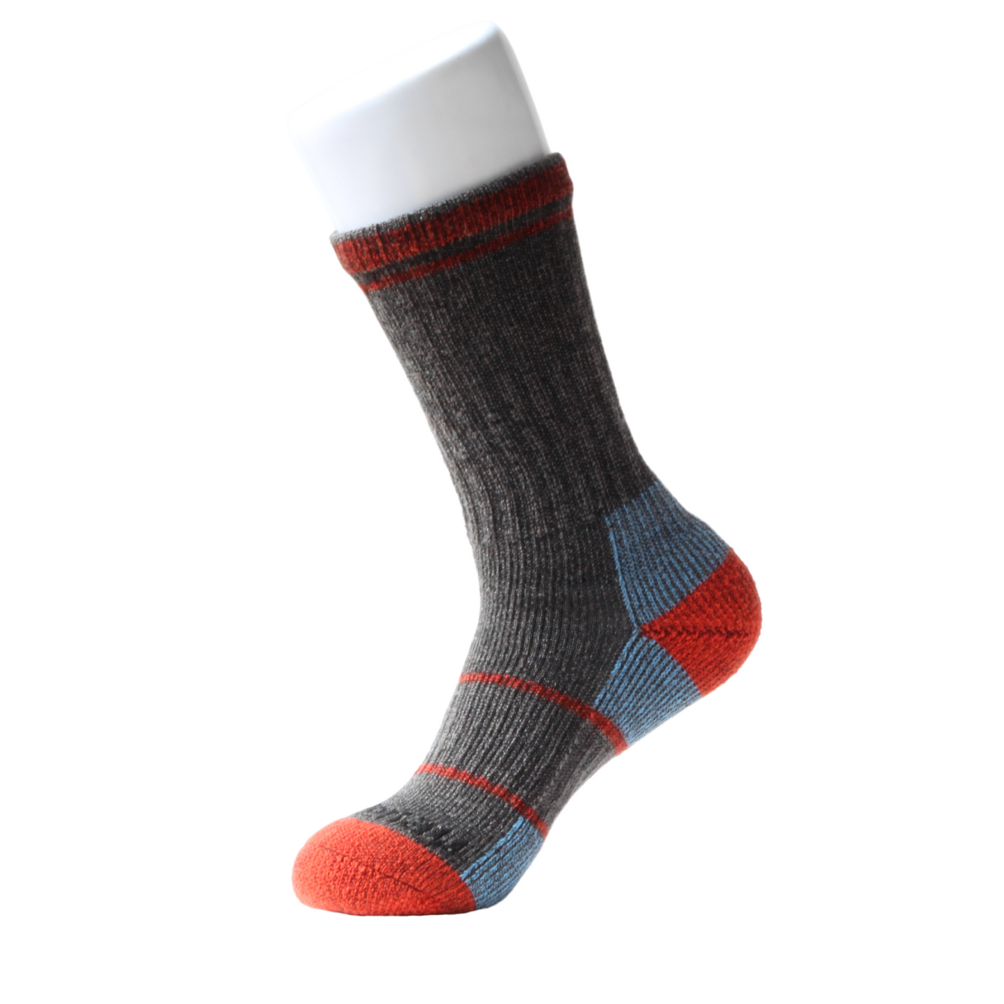 Taupe & LavaBlue Crew Midweight Merino Wool Kootenay Socks Adventure