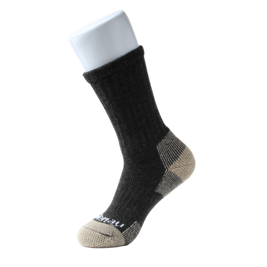 Charcoal and off-white Midweight Merino Wool Crew Kootenay Sock