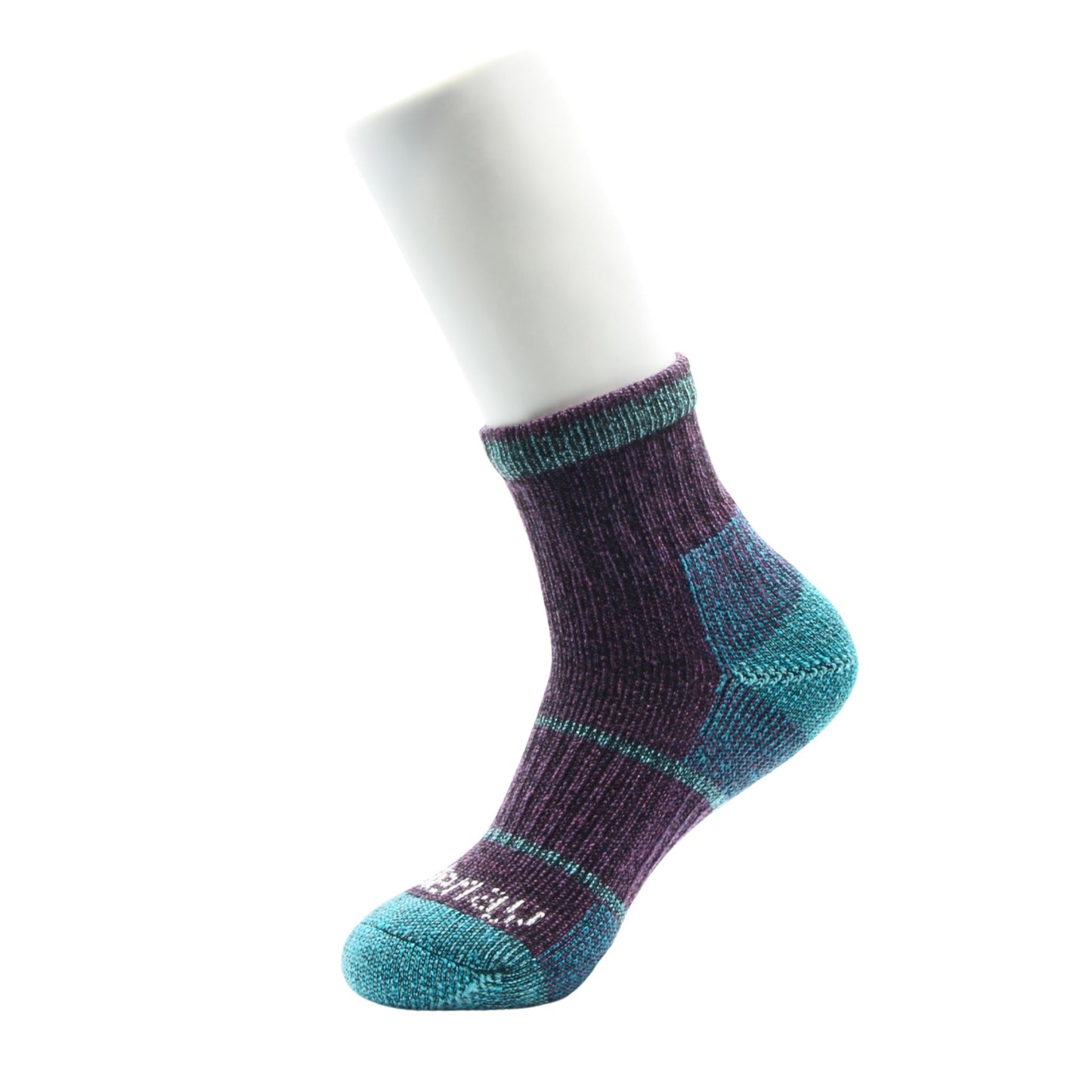 Plum and Aqua Midweight Merino Wool MidCrew Kootenay Sock