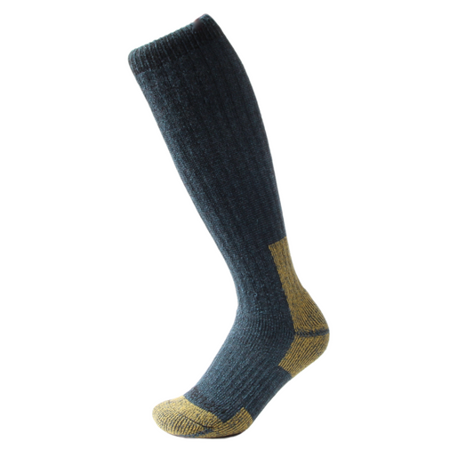 Blue & Gold Over The Calf Heavyweight Merino Wool Kootenay Socks In The Wild