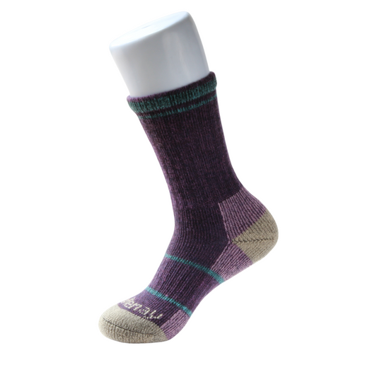 Plum & Pink Crew Midweight Merino Wool Kootenay Socks Adventure