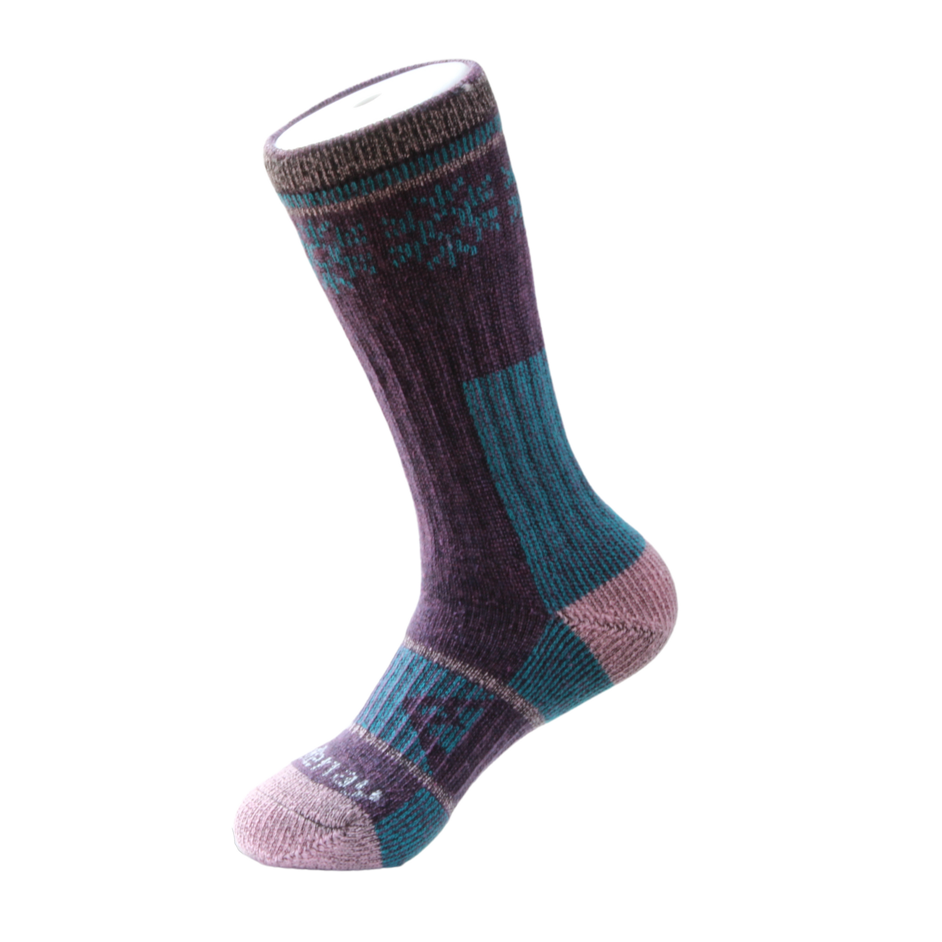 Plum_TealBootMerinoWoolSock.